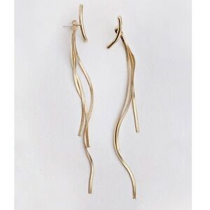 18K Gold Plated Long Bar Tassel Earrings | Sleek & Modern